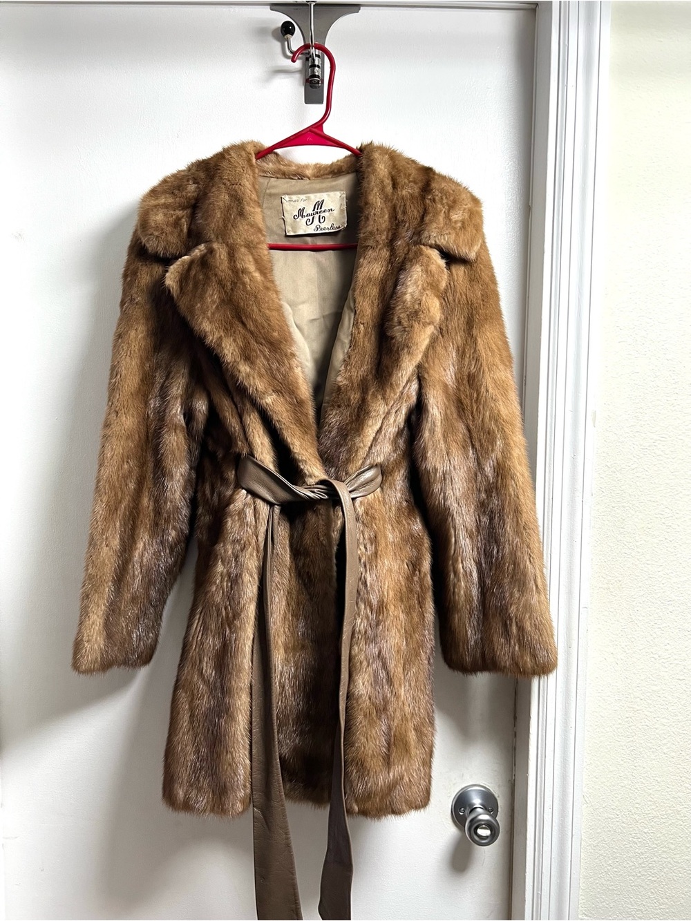 Mink Custom Brown Coat w/ Leather Belt